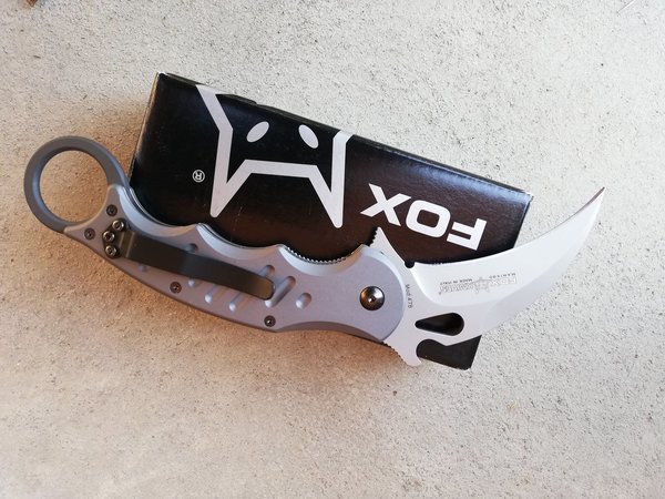 FOX knives KARAMBIT Aircraft Aluminium Grau Klappmesser Spezialmesser Hakenklinge Italy