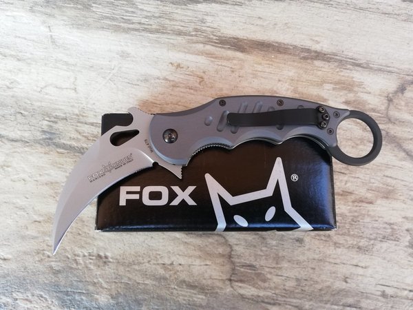 FOX knives KARAMBIT Aircraft Aluminium Grau Klappmesser Spezialmesser Hakenklinge Italy
