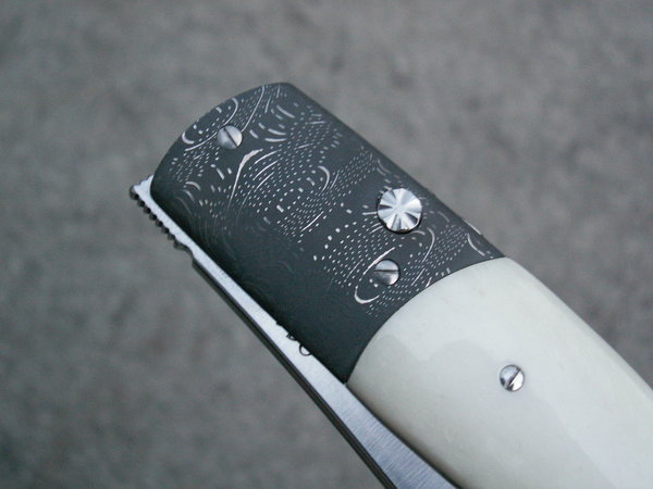 VIPER GENT BONE Gentleman Taschenmesser Dot Matrix Damastbacken weißer Knochen Tecnocut Italy