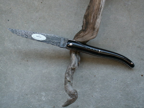 LAGUIOLE EN AUBRAC SPIRALE Damastmesser Büffelhorn Doppelplatine Spiral Rückenfeder Frankreich