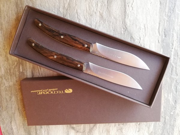 VIPER COSTATA ZIRICOTE Tafelset 2 Steakmesser Set edles Zirikote Holz Tecnocut Italy